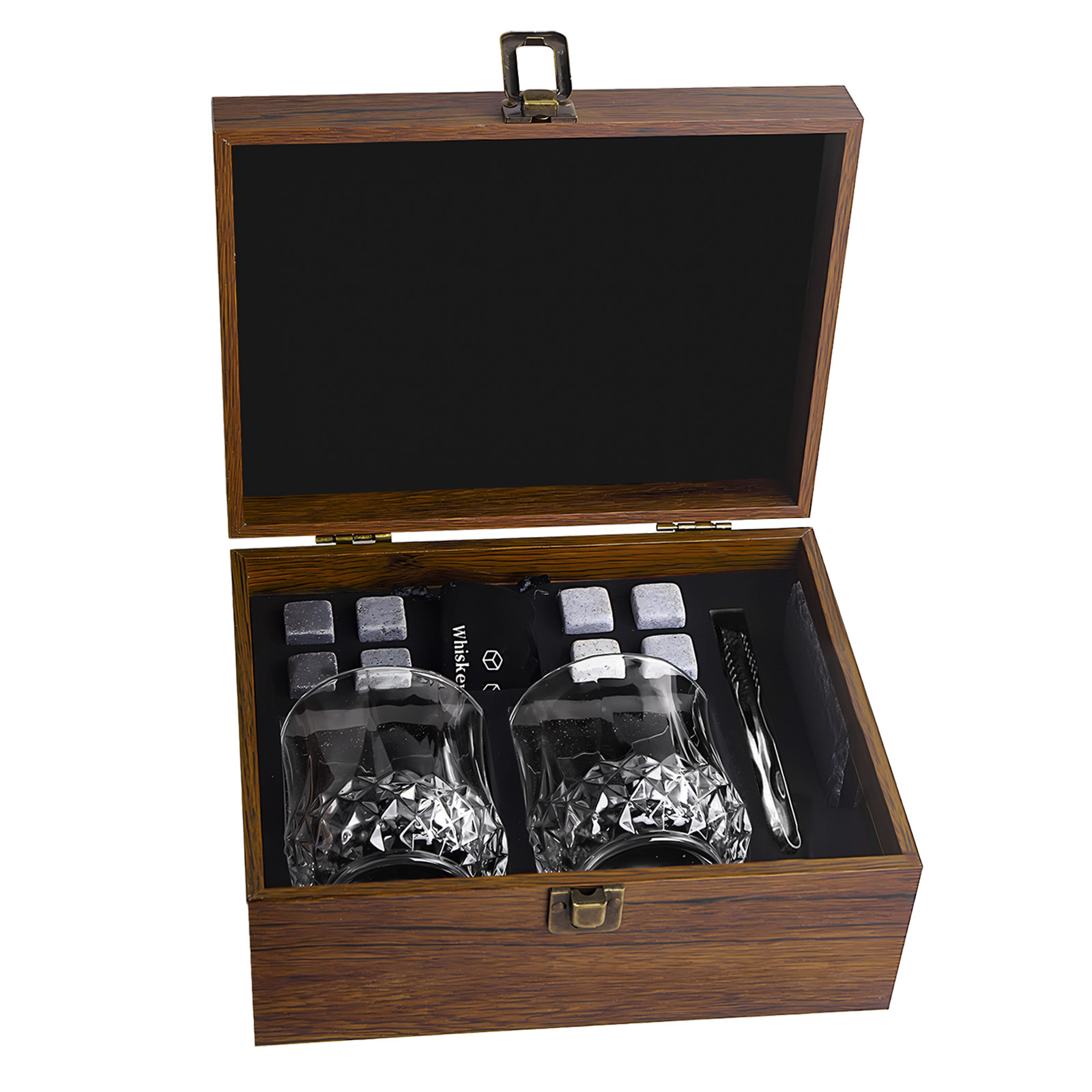 Caja de madera de cristal de whisky de vino de hielo transfronterizo caja de regalo de piedra de hielo de alto grado