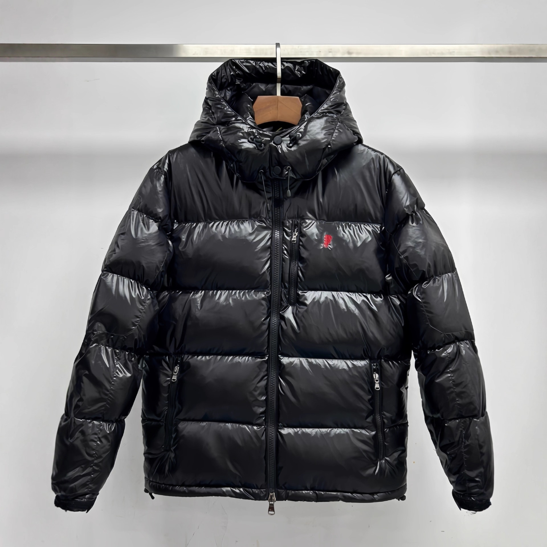 跨境外贸拉风RL刺绣亮面卸帽欧码羽绒服防风防水男士羽绒服青少年