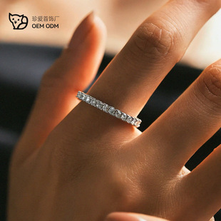 Popular Moissanite 925 Silver Ring for Women, Accessible Luxury and High-End, Xiaohongshu Douyin Xia Kuaishou Stone Full Set with Bright Galaxy