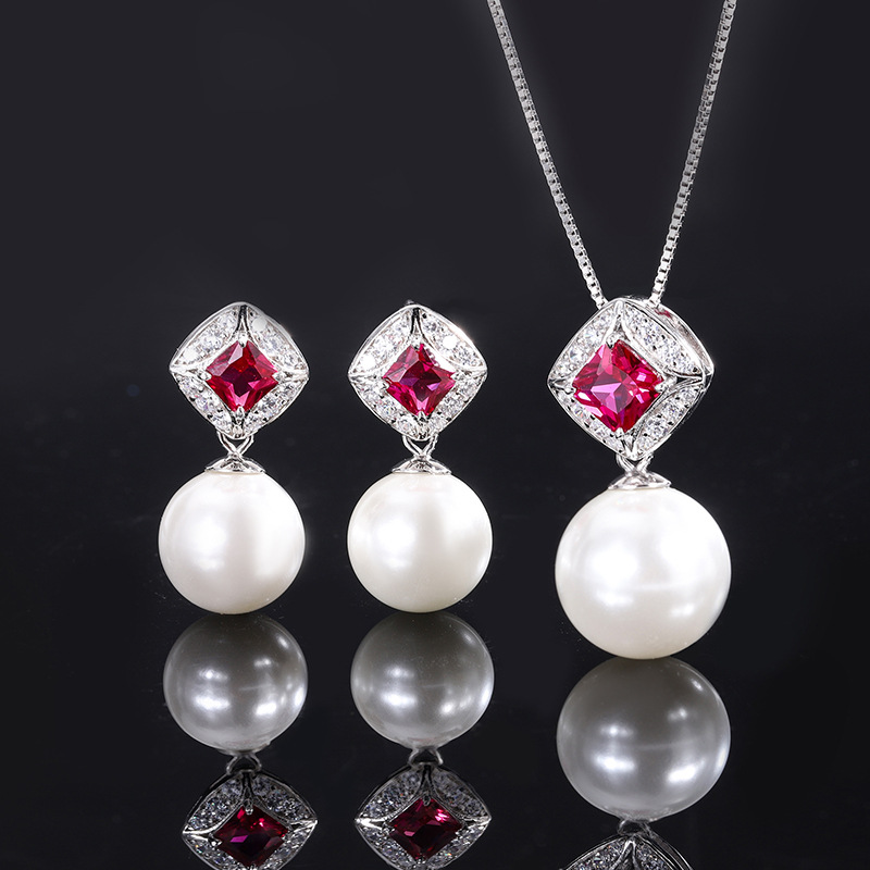 Zhuang Sheng joyería S925 plata con incrustaciones Aobei madre perla paloma rojo sangre tesoro Regalo de Cumpleaños las mujeres 14mm12mm