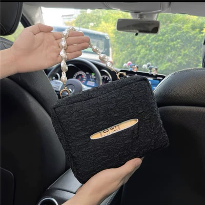 Car Chair Back Hanging Storage – Car tissue box/set - buersucker-square-tissue-box-black