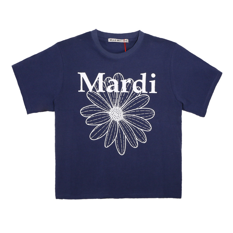韓国マルディトレンディな半袖フラワープリントゴールドハイシルバー夏ラウンドネック純綿ルーズTシャツトップトレンディ|undefined