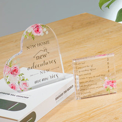 亞克力愛心擺件亞馬遜周年紀念送朋友親人禮物ins心形獎牌擺台