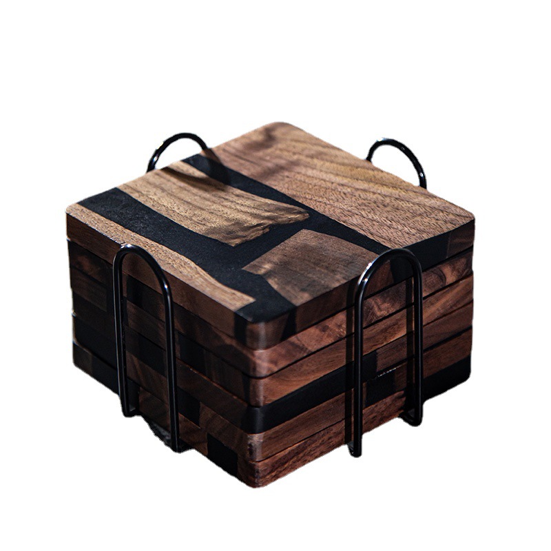 Yabai posavasos de madera simple junta de aislamiento de resina japonesa arte del té juego de té de Kung Fu taza de té estera bandeja de té ceremonia del té Accesorios