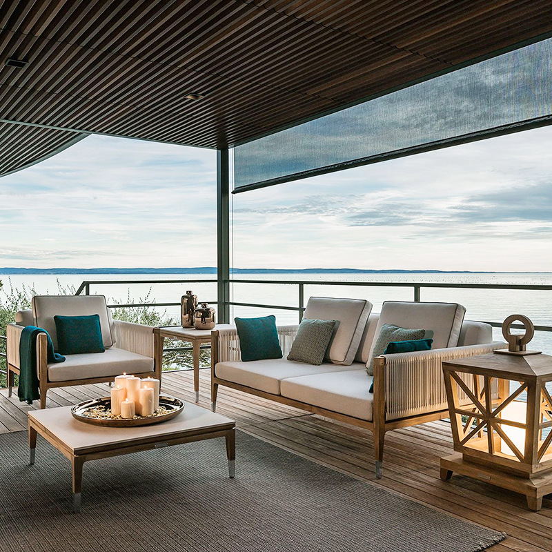 silla de teca al aire libre sofá patio balcón jardín de alojamiento de caña ocio combinación de cordón impermeable muebles al aire libre