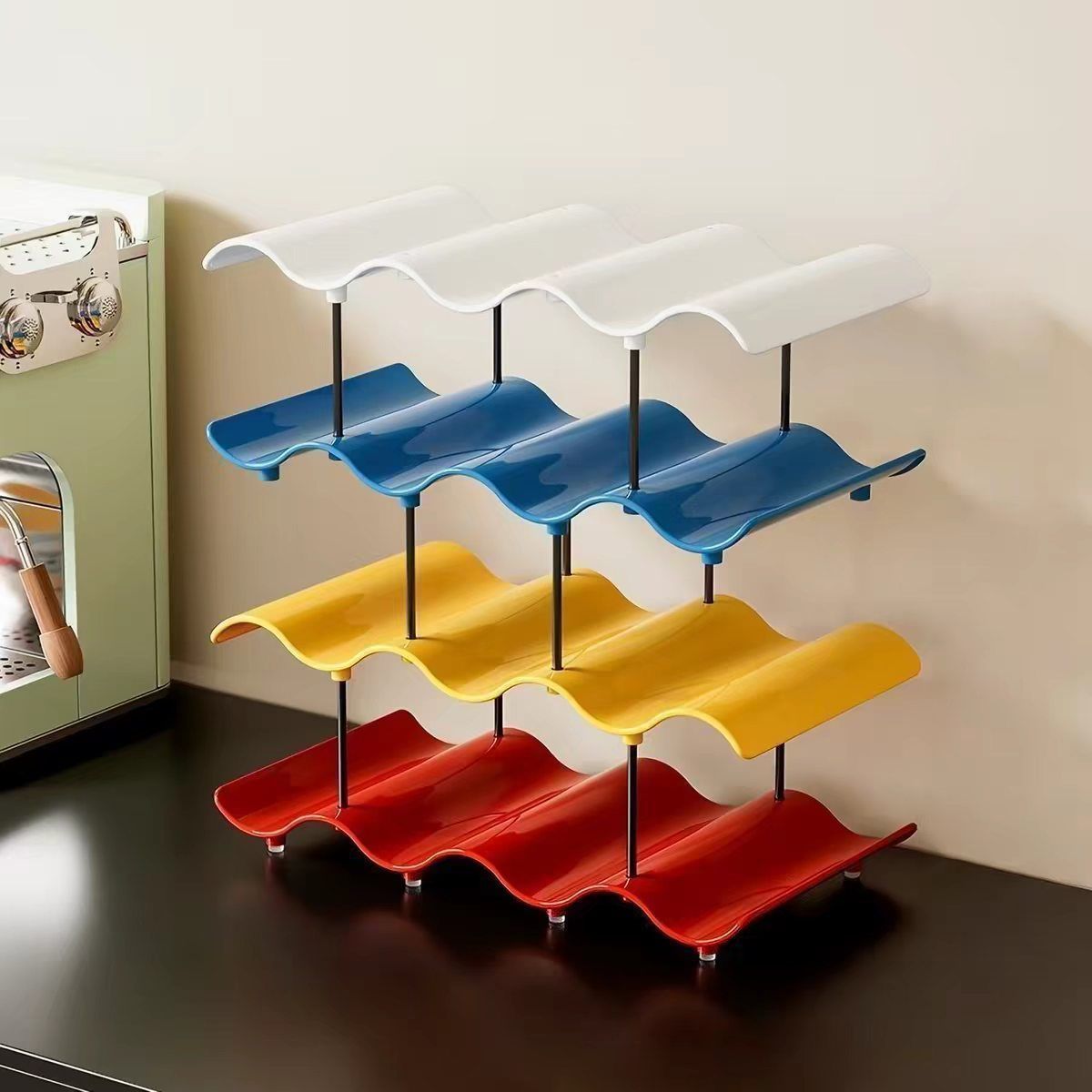 Thermos cup storage rack, desktop dustproof multi-layer water bar shelf, stackable tea cup rack for kitchen countertops