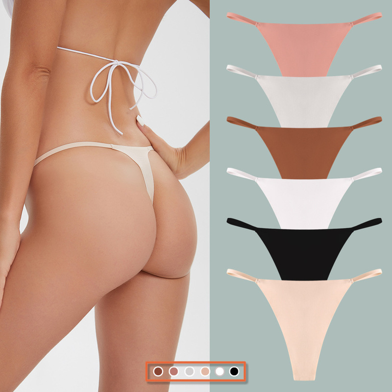 Thin Strap Thong European and American Underwear Daily g String Thong Ice Silk Seamless T-Shaped Pants American Summer New Style