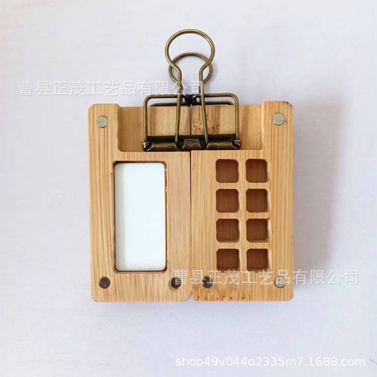 Color de madera pequeña de 8 compartidos con clip de oro de bronce