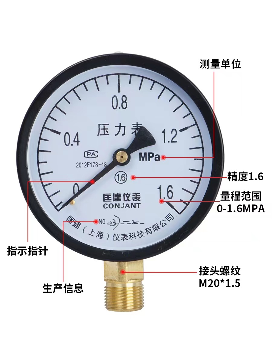 Y100 pressure gauge, water pressure gauge, wholesale pressure gauges, fire pipeline gauges