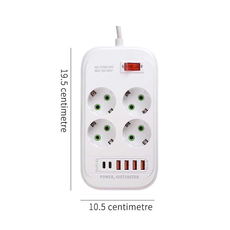 Caja de regalo 4USB 2TYPE-C carga de estilo europeo enchufe de línea de socket estándar europeo