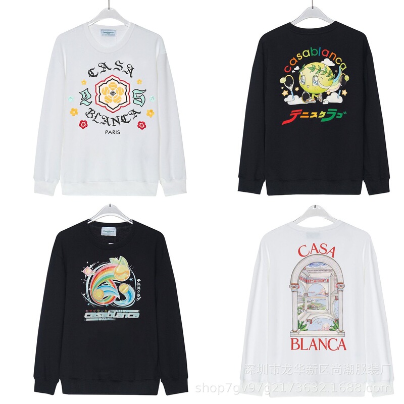 Long-Term In-Stock Foreign Trade Cross-Border Amazon Casa Letter Print Casablanca Long-Sleeve Crew Neck Sweatshirt for Men Long-Term In-Stock Foreign Trade Cross-Border Amazon Casa Letter Print Casablanca Long-Sleeve Crew Neck Sweatshirt for Men