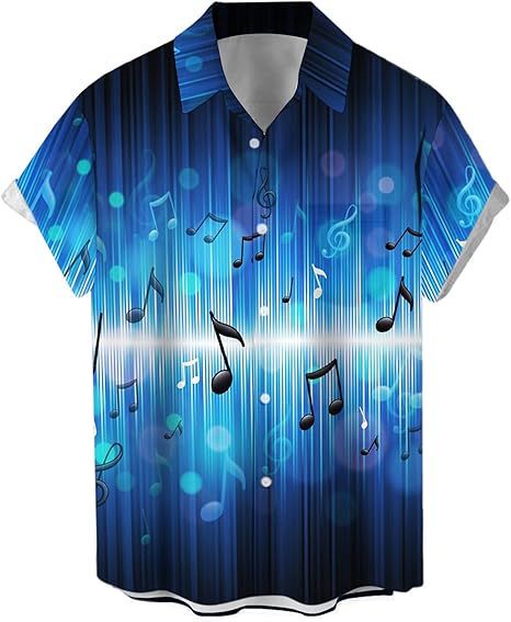 クロスボーダーファッション音楽プリントシャツメンズヨーロッパとアメリカの貿易アマゾンルーズ夏半袖ロックシャツ男性用|undefined