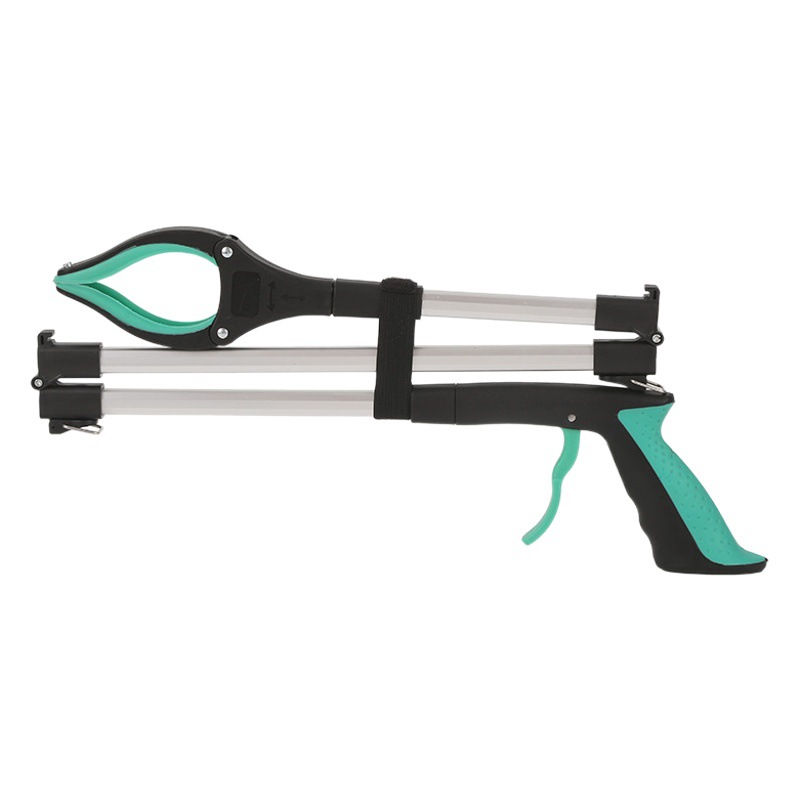 Recogedor de basura plegable de tres pliegues de primera calidad, de aleación de aluminio engrosada, con mango largo para limpieza y recolección de residuos.