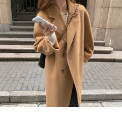 驼色双面毛呢大衣女2025秋冬新款韩版宽松中长款新款呢子加厚外套
