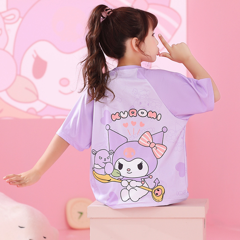 Pijama de niñas hielo de verano delgado mangas cortas niños dibujos animados niños grandes niñas aire acondicionado ropa para padres e hijos
