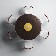 实木圆餐桌转盘小户型家用折叠饭桌圆桌面酒店饭店餐桌商用木桌子