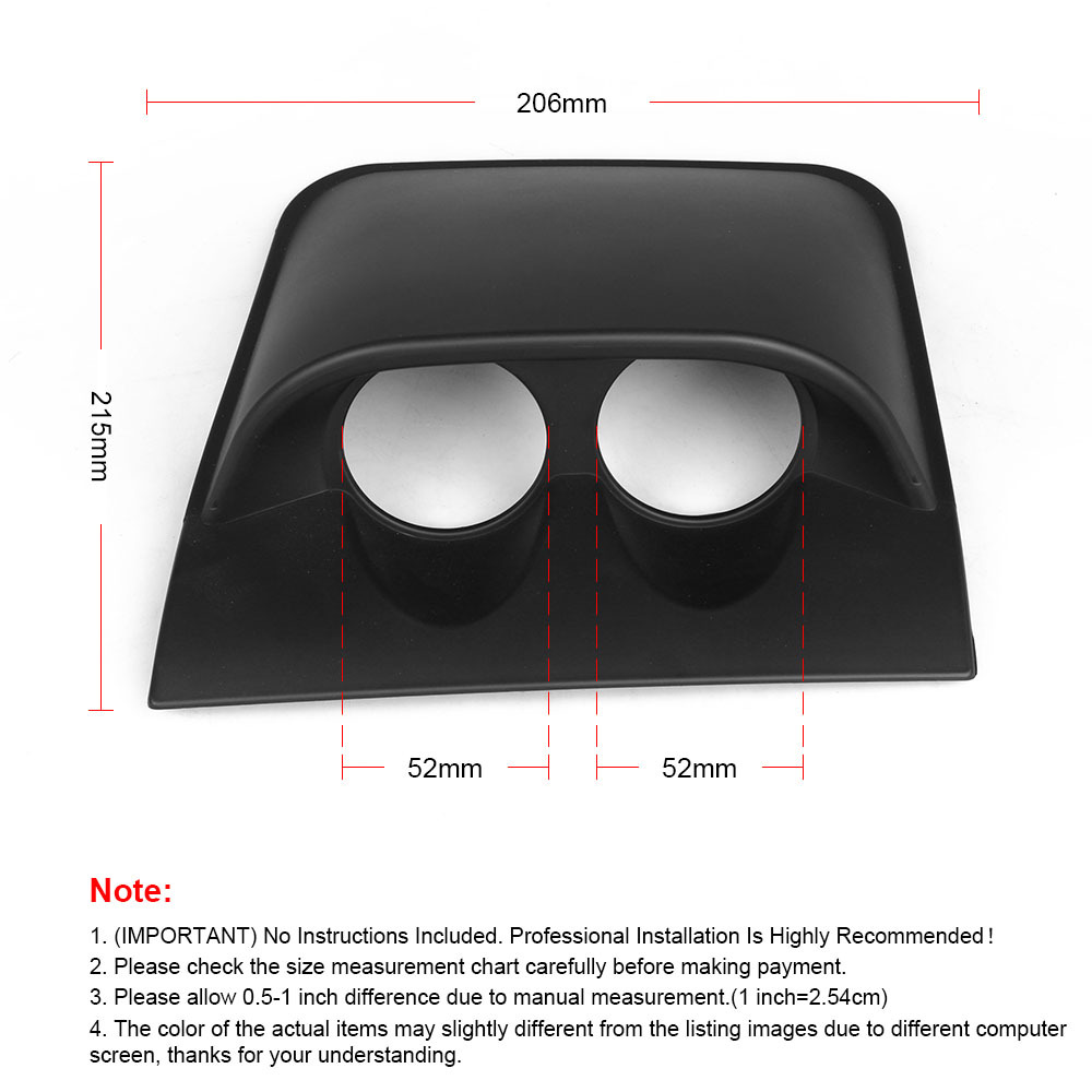 Car Modification Instrument Panel Cover 2inch Black Carbon Pattern 52mm Dual-Hole, Three-Hole, Four-Hole Instrument Panel Cover Stand