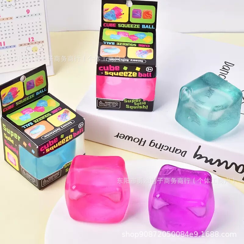 Transparent ice cube maltose squishy toy, slow rebound, stress-relief creative small toy Transparent ice cube maltose squishy toy, slow rebound, stress-relief creative small toy