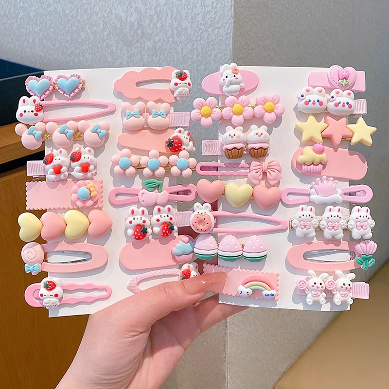 girl‘s pink cartoon barrettes female forehead bang clip duckbill clip children‘s clip shredded hair side clip side hairpin