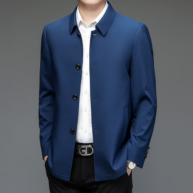 Chaqueta con solapa transfronteriza para hombres primavera y otoño delgada alta sensación de negocios con solapa casual abrigo de viento para hombres suelto abrigo de otoño de tamaño grande