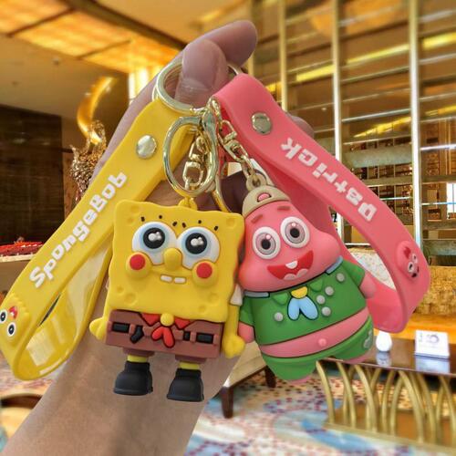 Cute Spongebob keychain, Patrick Star doll, school bag pendant, key chain, accessories, claw machine, small gift