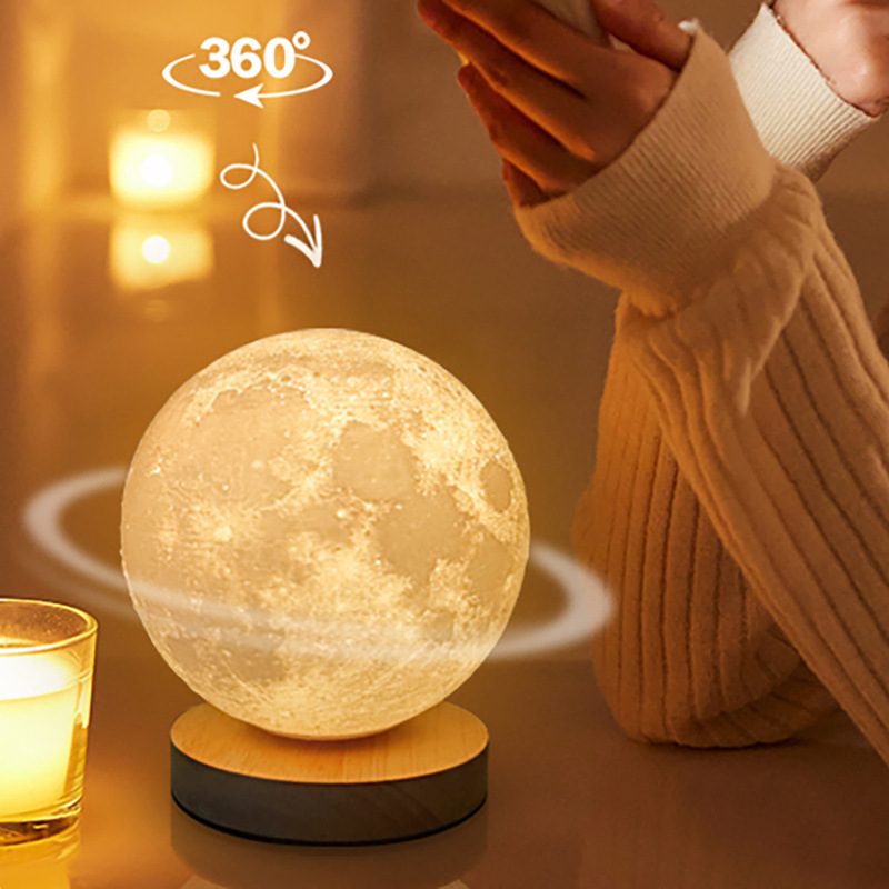 Rotating Moon Lamp Smart Voice Moon Lamp 2025 Planet Lamp Bedroom Bedside Table Lamp Popular Non-Suspension