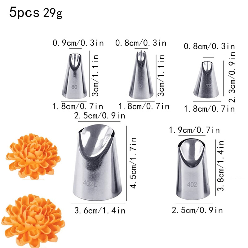 Juego de boca decorada de acero inoxidable 6 dientes 8 dientes 10 dientes 18 dientes boca de flor grande y mediana boca de flor superior de nieve boca de flor de crema