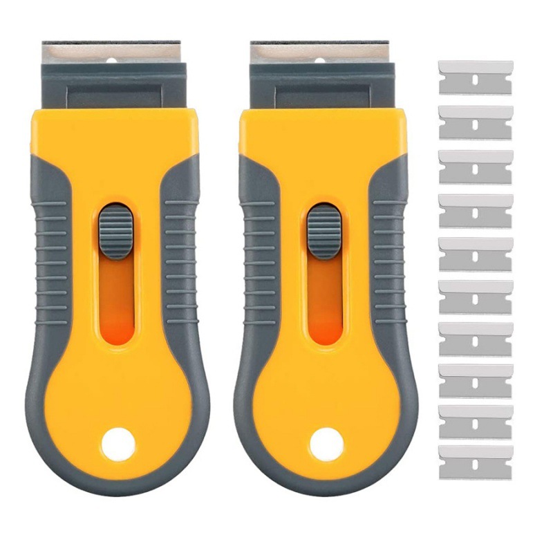 12件套塑料刮刀清洁剂和10个更换清洁工具墙纸刮擦贴纸标签油漆