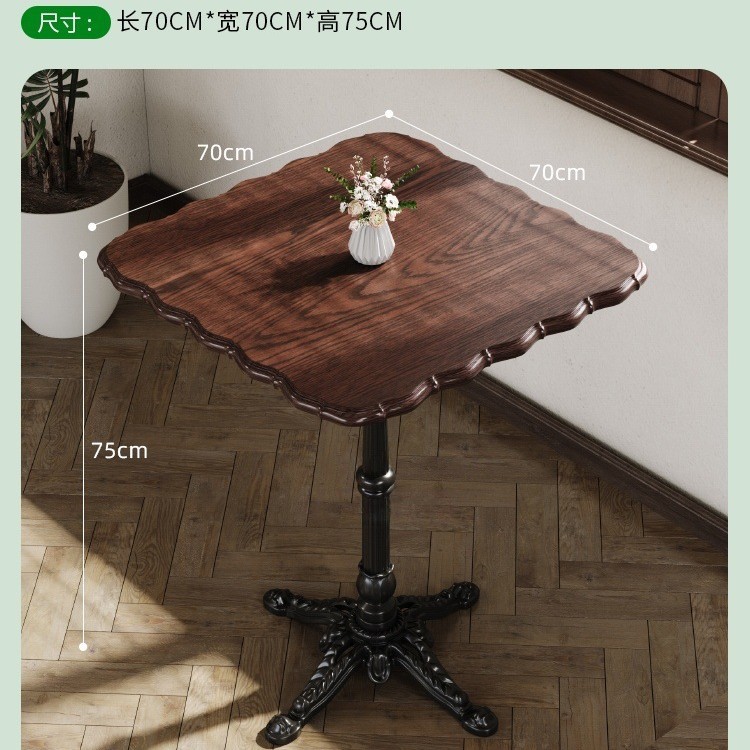 Mesa y silla de cafetería americana retro francesa panadería de comida ligera dulces tienda de azúcar y agua bistrona mesa de madera maciza