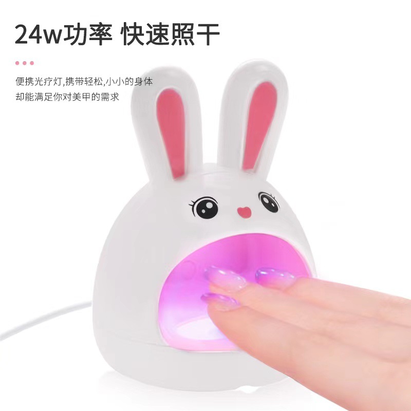 Nail art mini lámpara de fototerapia Q lindo conejito lámpara para hornear esmalte de uñas pegamento para el hogar no manos negras pequeña máquina de fototerapia led de secado rápido