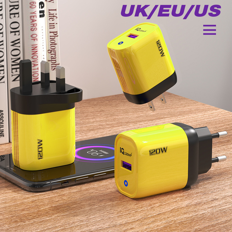 プライベートモデル 120 ワットフルプロトコル携帯電話充電器 TYPE-C + USB マルチポート充電器 EU プラグ QC3.0 高速充電ヘッド|undefined