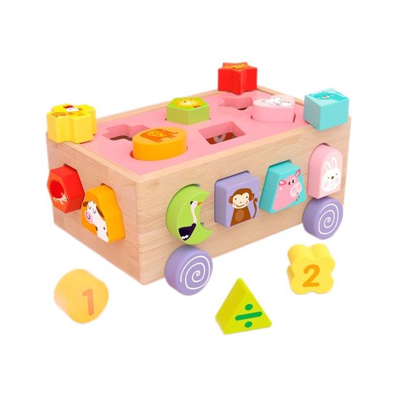 18-Hole Multifunctional Drag-And-Drop Intelligence Box Baby Toy Early Education Geometric Shape Cognitive Matching Intelligence Building Blocks Wholesale