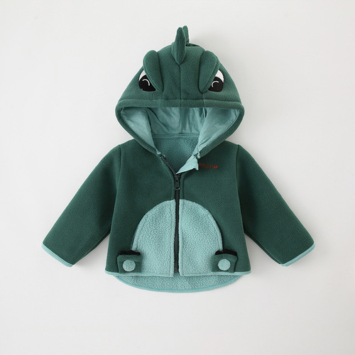 Girls' polar fleece coats, boys' coats, autumn and winter clothes, children's fleece hooded tops, baby clothes, cross-border
