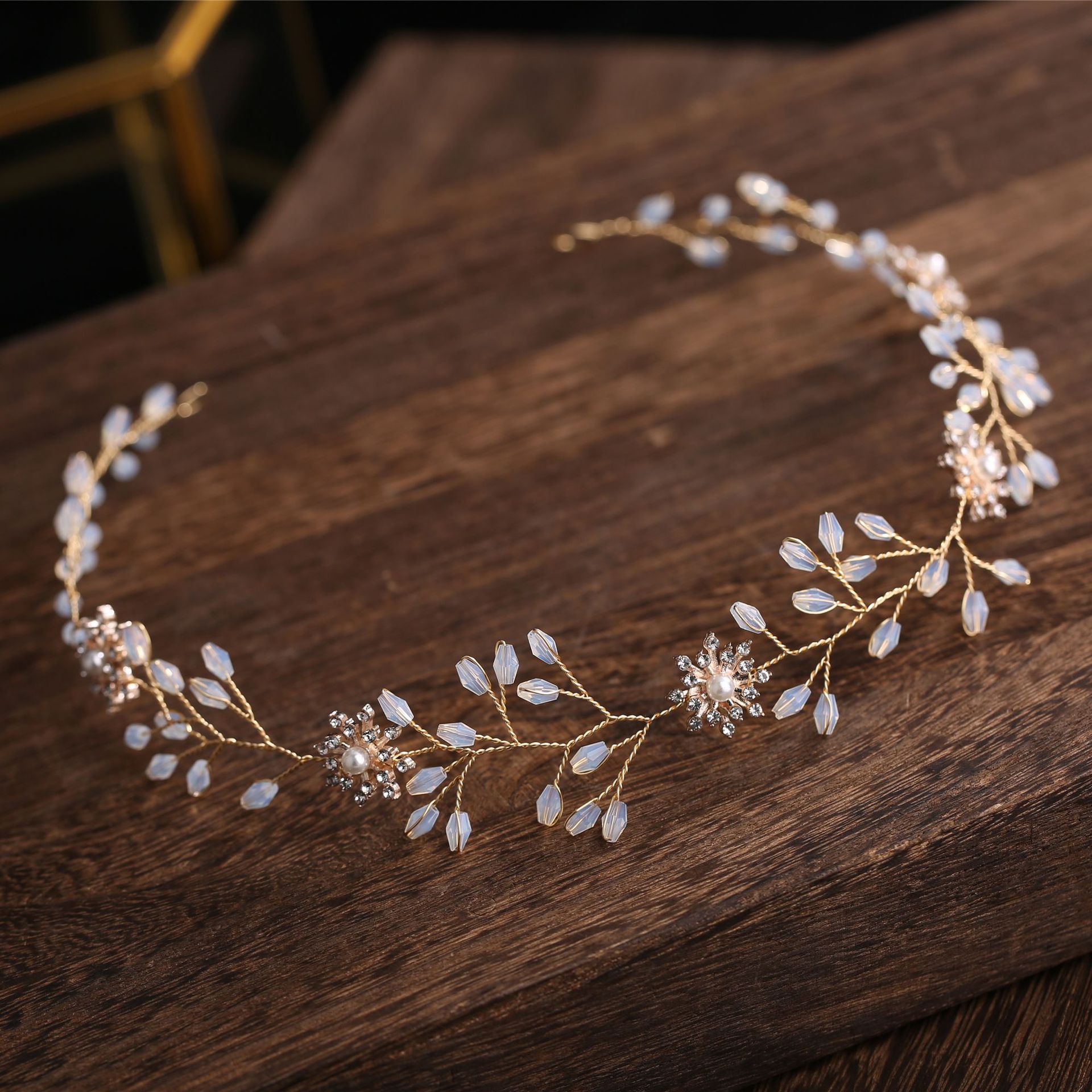leaf branches crystal headband wedding dress accessories