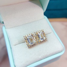 精美设计天然白托帕石耳钉925银精工空托镶嵌6*8mm直播供货可代发