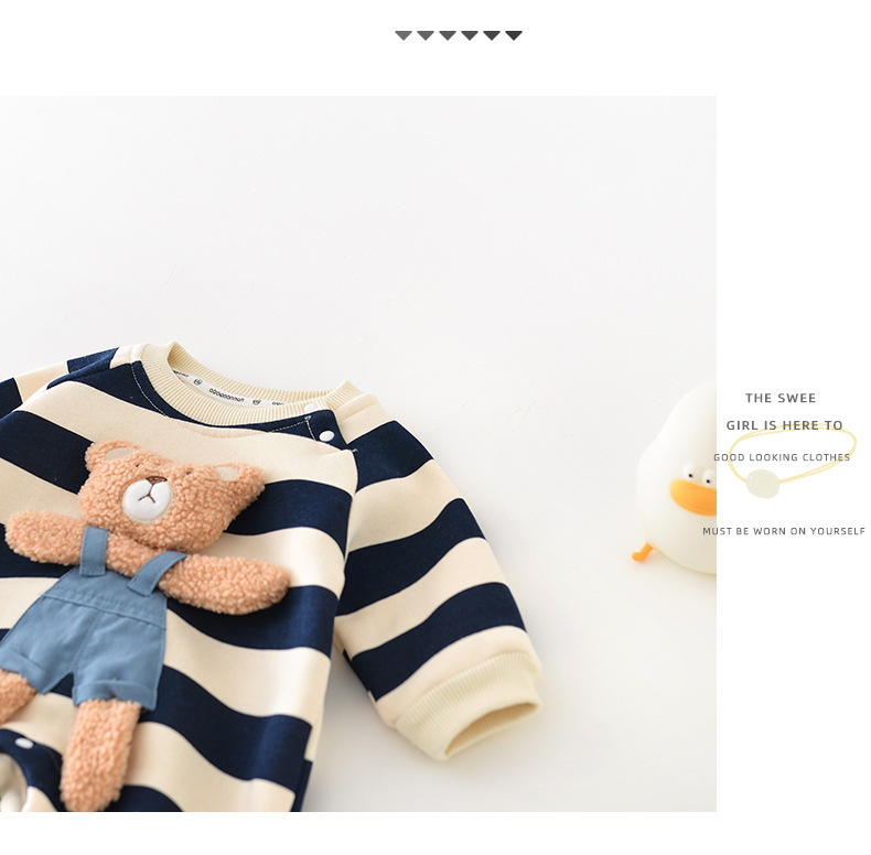 256g Weight Cotton Blend Fabric Type Cute Bear Cotton Blend Baby Rompers