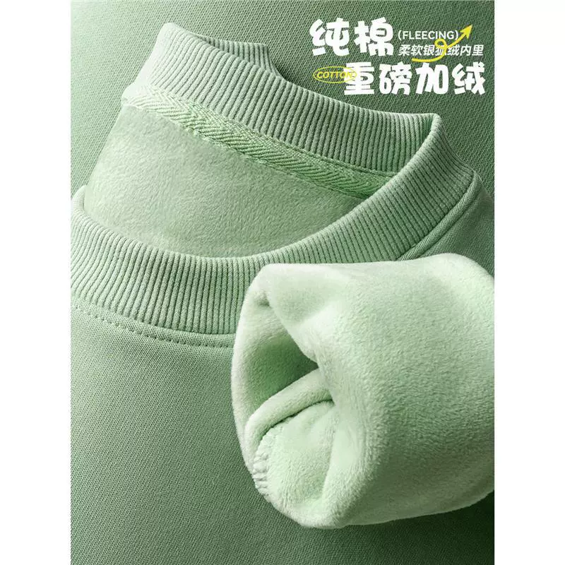 加绒加厚卫衣工作服印logo秋冬季圆领长袖工装团建文化衫定制