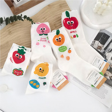 中筒女士棉袜可爱水果韩国袜东大门春款kikiya中腰袜学院袜子女夏