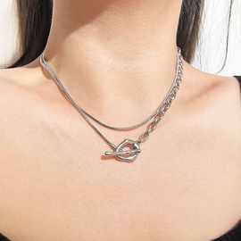 欧美跨境OT扣钛钢项链镀18k金可调节毛衣链高级感饰品项链女秋冬