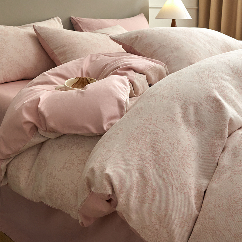 Una clase de madres y bebés Jacquard algodón puro cuatro piezas no impresa viento algodón desnudo cama