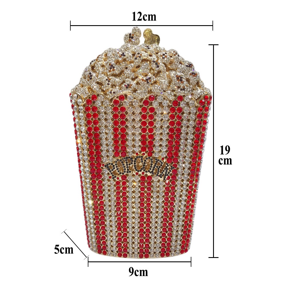 Bolsa de mano, embrague de palomitas de maíz, bolsas de diamantes, bolsas de banquete europeas y americanas, bolsas de banquete de diamantes, bolsas de cena de diamantes