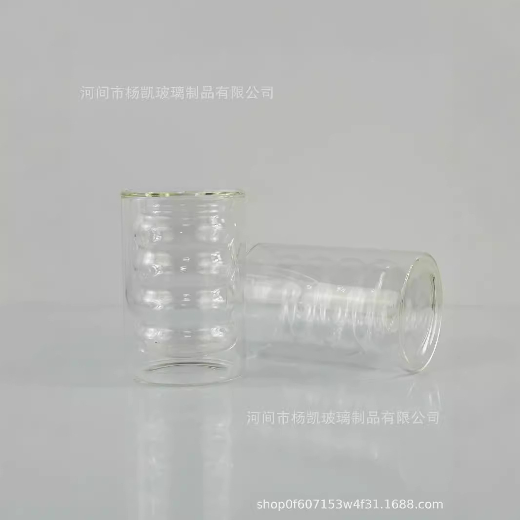 Vaso de vidrio de doble hilo transfronterizo, taza de agua de borosilicato, taza de café, taza de té con leche, taza de jugo, aislamiento térmico para el hogar