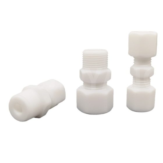 PTFE ferrule joint PTFE terminal ferrule Teflon external thread straight-through PTFE ferrule joint