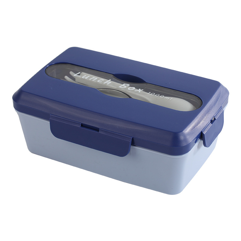 Lonchera de paja de trigo para estudiantes, lonchera bento de dos compartimentos, apta para microondas, con cierre a presión, con utensilios para comer.
