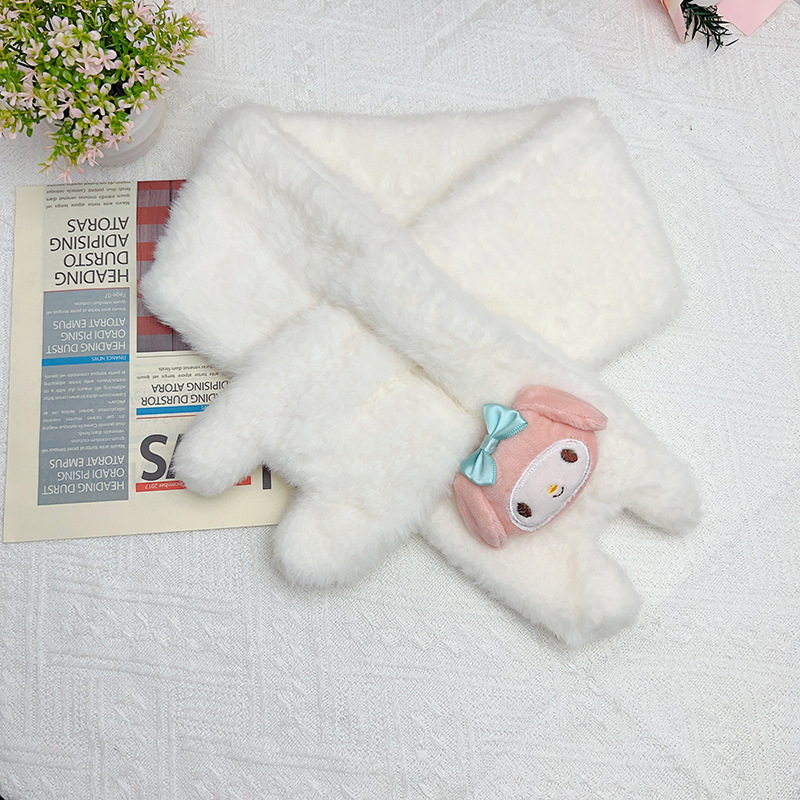 (Khăn quàng trắng Little Meidi) Bốn góc dày / Chiều dài khoảng 85cm