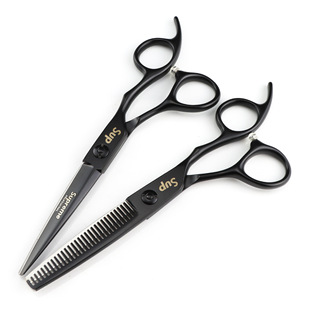 6.0 inch black personalized SUP trendy hairdressing scissors Barber scissors flat scissors bangs scissors