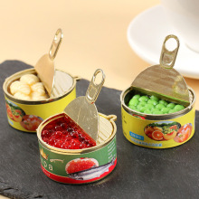 仿真微缩食玩水果罐头模型diy食玩午餐肉鱼子酱罐头钥匙扣挂件