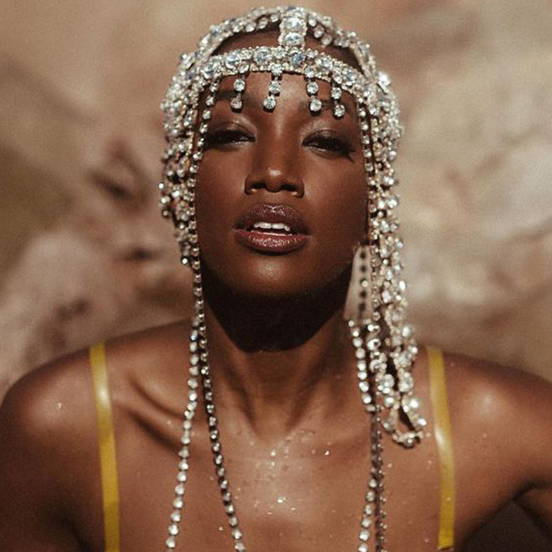 Europa y América nuevo rhinestone borla pelo cadena personalidad hip hop malla tocado accesorios exagerados pelo cadena