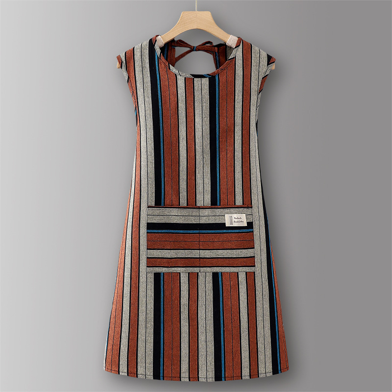 레드 브라운 ZJ703 조끼 순면 넓은 세로 패턴