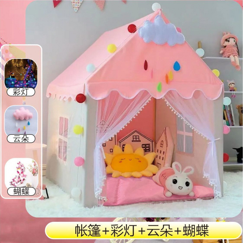 Casa de juegos Casa pequeña Casa de castillo Casa de princesa Dormida casa juguetes mosquiteros regalo de cumpleaños tienda de campaña para niños Interior